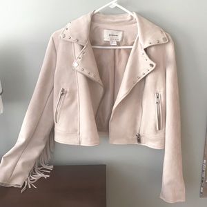 Stradivarius Faux Fur/Velvet material Jacket with fringe